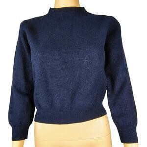 Y2k Blue Wool Crew Neck Pullover Sweater Preppy Academia PrepCore Size L Juniors